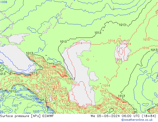 Pressione al suolo ECMWF mer 05.06.2024 06 UTC