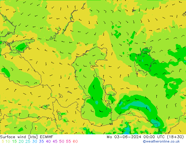 Wind 10 m ECMWF ma 03.06.2024 00 UTC