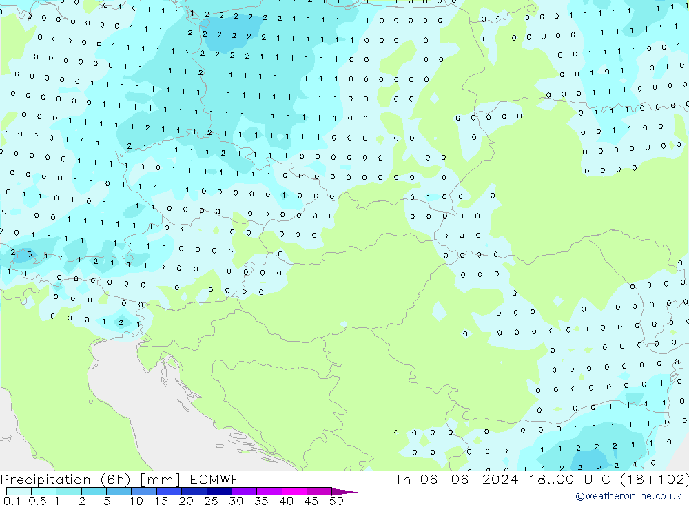 Precipitação (6h) ECMWF Qui 06.06.2024 00 UTC