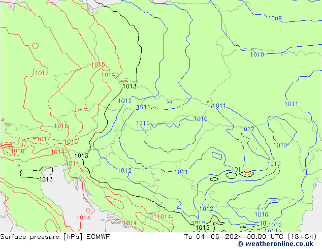 pressão do solo ECMWF Ter 04.06.2024 00 UTC