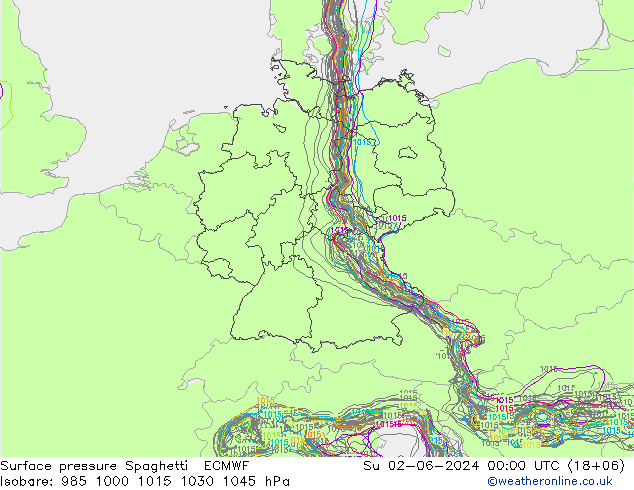 Bodendruck Spaghetti ECMWF So 02.06.2024 00 UTC