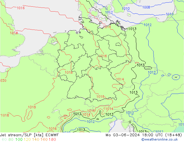 джет/приземное давление ECMWF пн 03.06.2024 18 UTC