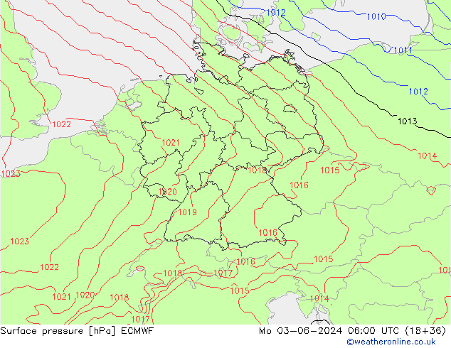 Luchtdruk (Grond) ECMWF ma 03.06.2024 06 UTC