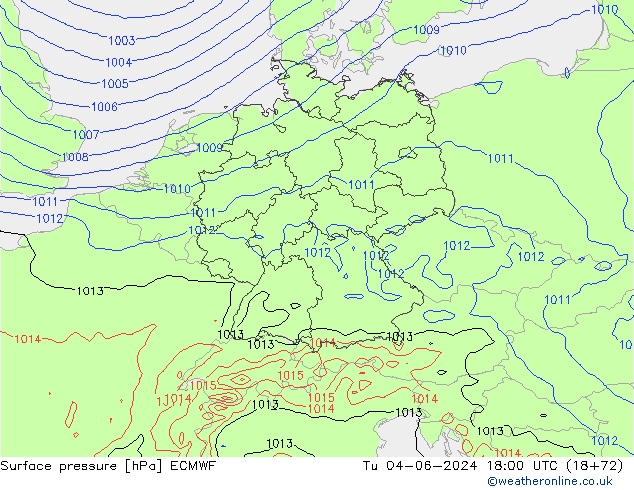 Presión superficial ECMWF mar 04.06.2024 18 UTC