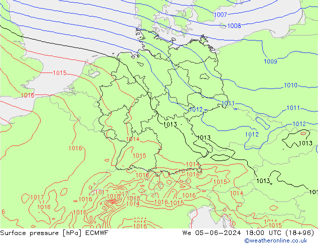 Bodendruck ECMWF Mi 05.06.2024 18 UTC