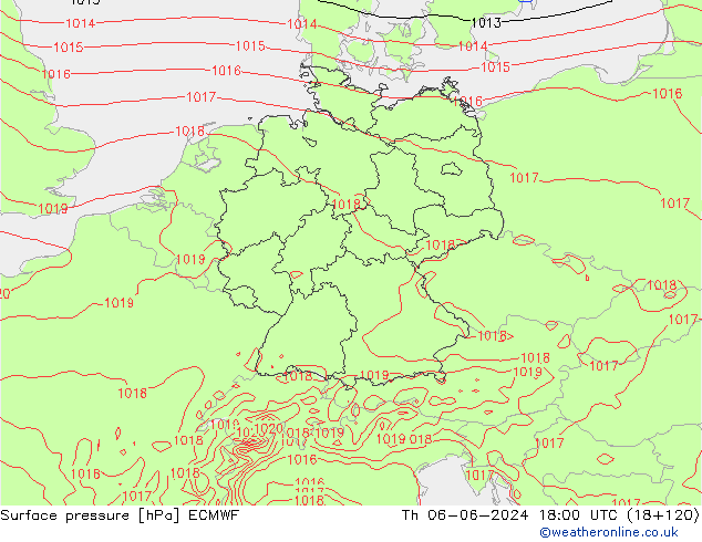 ciśnienie ECMWF czw. 06.06.2024 18 UTC