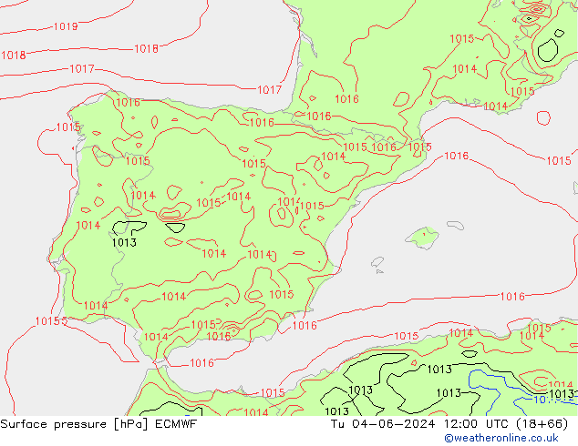 ciśnienie ECMWF wto. 04.06.2024 12 UTC