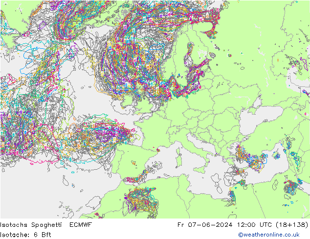 Isotachs Spaghetti ECMWF пт 07.06.2024 12 UTC