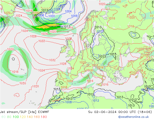 Prąd strumieniowy ECMWF nie. 02.06.2024 00 UTC