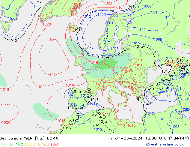 Polarjet/Bodendruck ECMWF Fr 07.06.2024 18 UTC