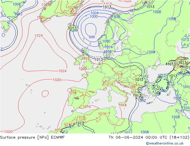 pression de l'air ECMWF jeu 06.06.2024 00 UTC