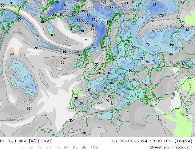 700 hPa Nispi Nem ECMWF Paz 02.06.2024 18 UTC