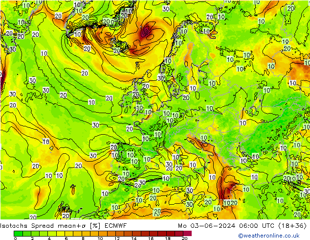 Isotachen Spread ECMWF Mo 03.06.2024 06 UTC