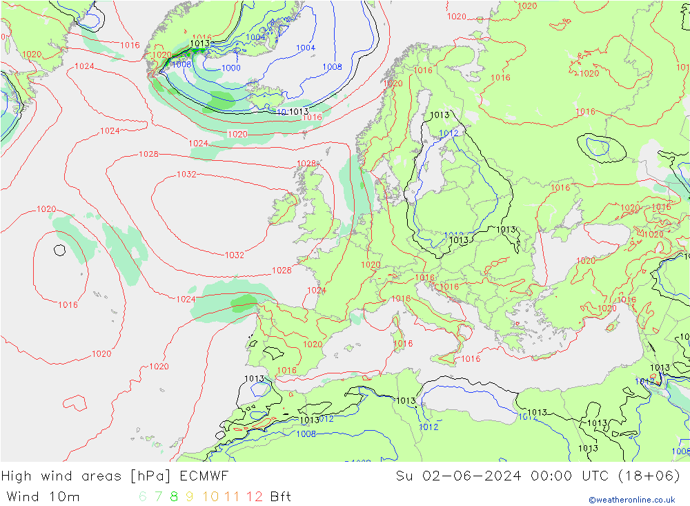 Windvelden ECMWF zo 02.06.2024 00 UTC