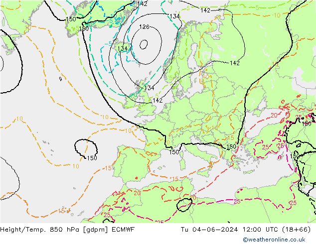 Height/Temp. 850 hPa ECMWF mar 04.06.2024 12 UTC