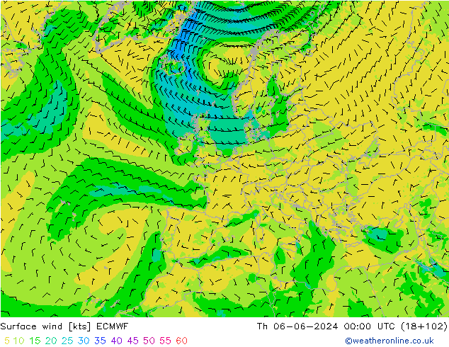 Bodenwind ECMWF Do 06.06.2024 00 UTC