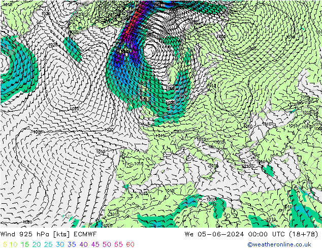 Wind 925 hPa ECMWF We 05.06.2024 00 UTC