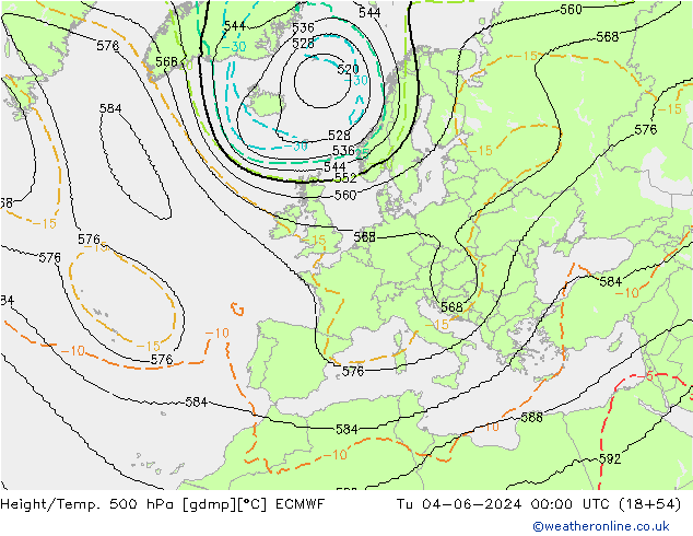 Height/Temp. 500 hPa ECMWF mar 04.06.2024 00 UTC