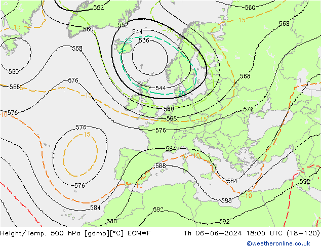 Yükseklik/Sıc. 500 hPa ECMWF Per 06.06.2024 18 UTC