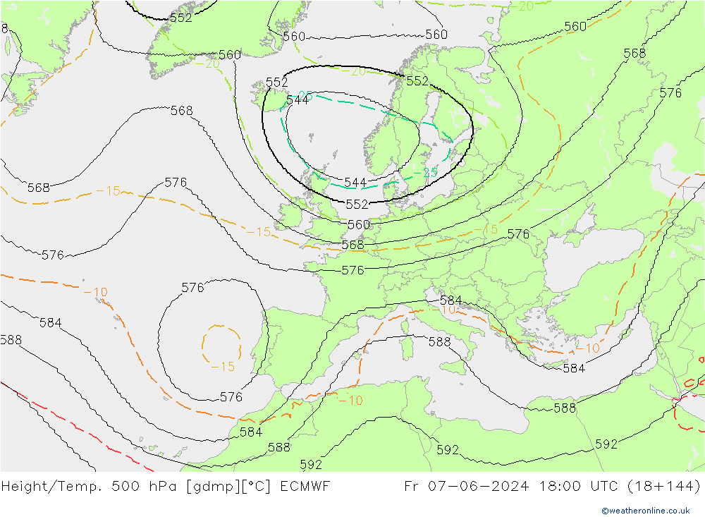 Height/Temp. 500 hPa ECMWF pt. 07.06.2024 18 UTC