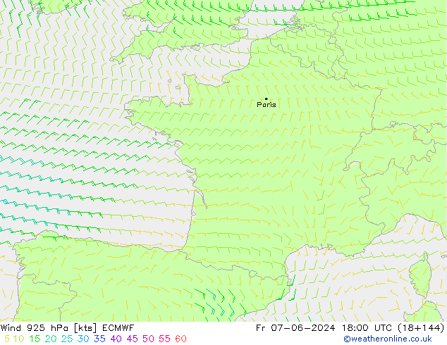 Vent 925 hPa ECMWF ven 07.06.2024 18 UTC