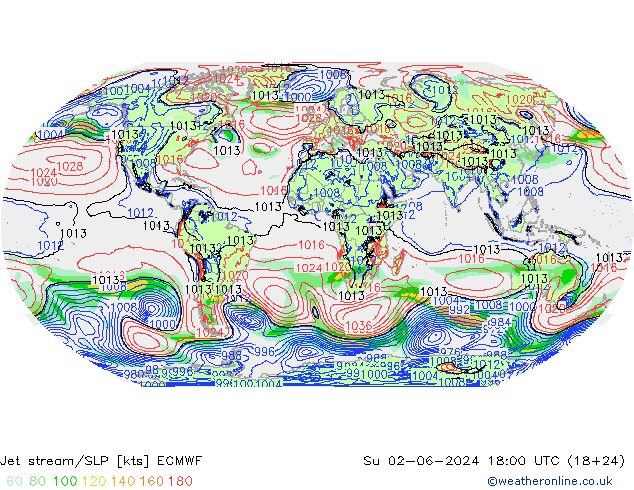 Polarjet/Bodendruck ECMWF So 02.06.2024 18 UTC