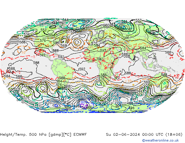 Height/Temp. 500 hPa ECMWF Su 02.06.2024 00 UTC