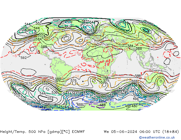 Hoogte/Temp. 500 hPa ECMWF wo 05.06.2024 06 UTC