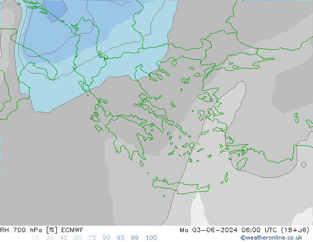 Humedad rel. 700hPa ECMWF lun 03.06.2024 06 UTC