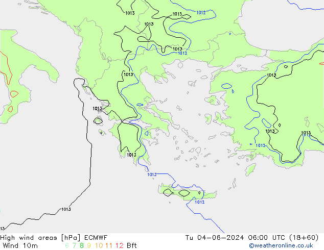 High wind areas ECMWF  04.06.2024 06 UTC