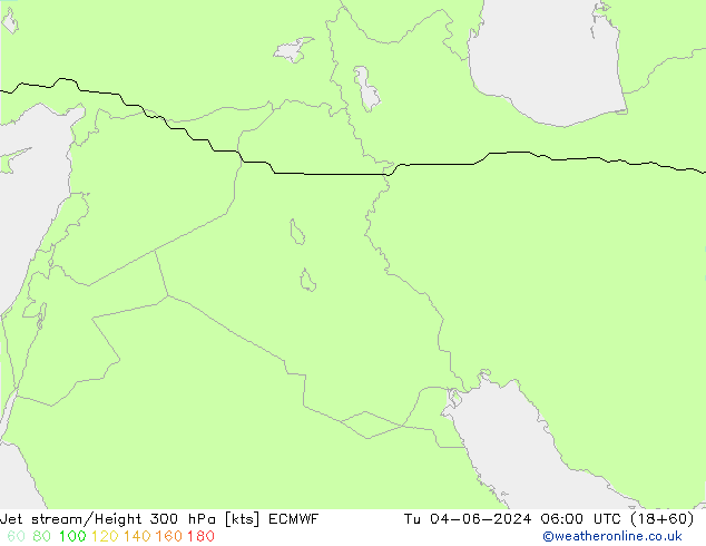 Prąd strumieniowy ECMWF wto. 04.06.2024 06 UTC