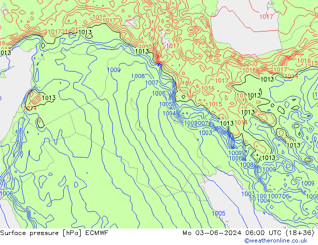 Atmosférický tlak ECMWF Po 03.06.2024 06 UTC