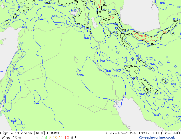 High wind areas ECMWF Fr 07.06.2024 18 UTC