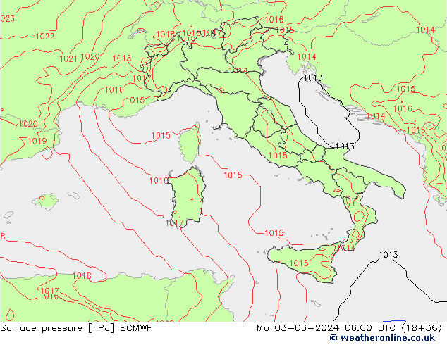 pression de l'air ECMWF lun 03.06.2024 06 UTC