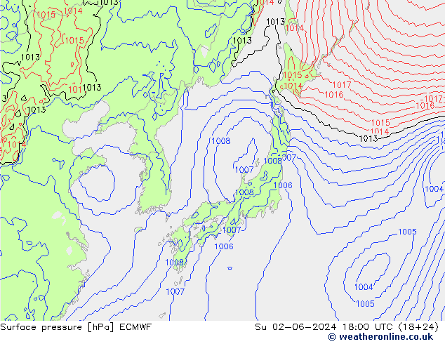 pression de l'air ECMWF dim 02.06.2024 18 UTC