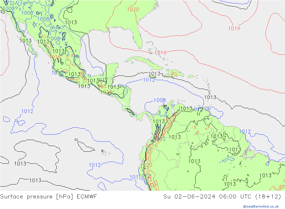 приземное давление ECMWF Вс 02.06.2024 06 UTC