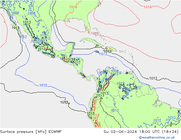 pression de l'air ECMWF dim 02.06.2024 18 UTC