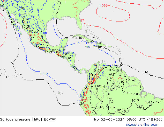 Atmosférický tlak ECMWF Po 03.06.2024 06 UTC