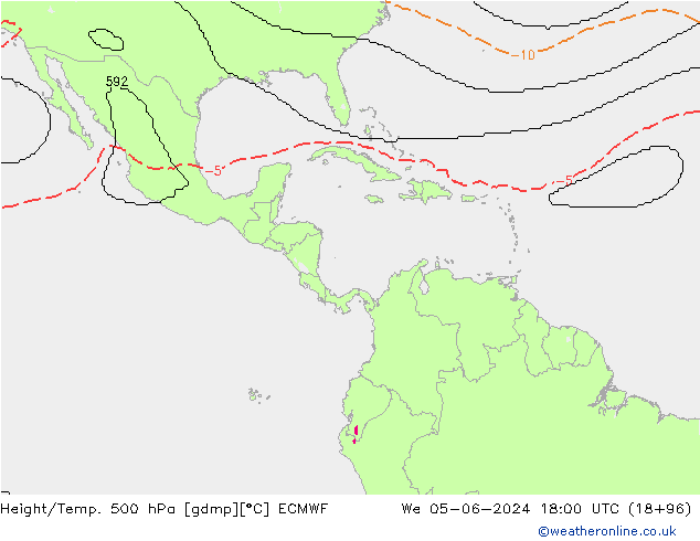 Hoogte/Temp. 500 hPa ECMWF wo 05.06.2024 18 UTC