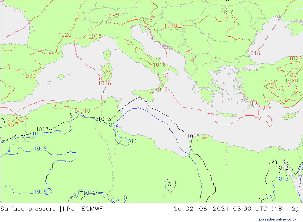 ciśnienie ECMWF nie. 02.06.2024 06 UTC