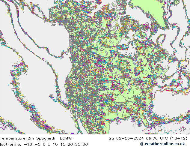 Sıcaklık Haritası 2m Spaghetti ECMWF Paz 02.06.2024 06 UTC