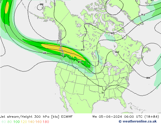 Jet stream ECMWF Qua 05.06.2024 06 UTC