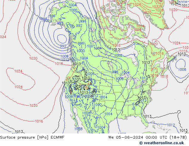 Luchtdruk (Grond) ECMWF wo 05.06.2024 00 UTC