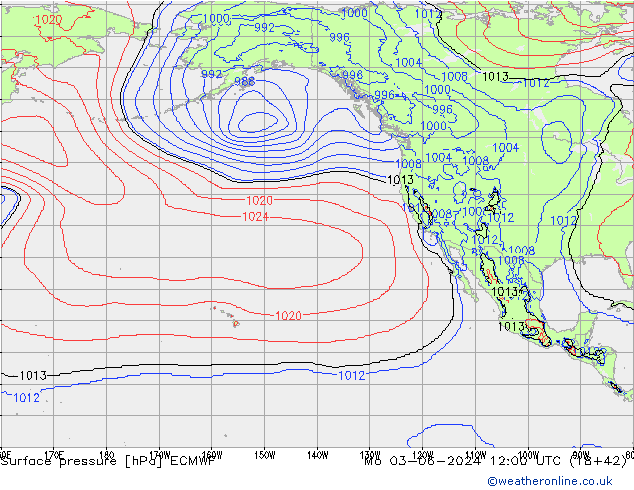 Atmosférický tlak ECMWF Po 03.06.2024 12 UTC