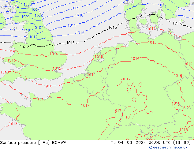 pressão do solo ECMWF Ter 04.06.2024 06 UTC