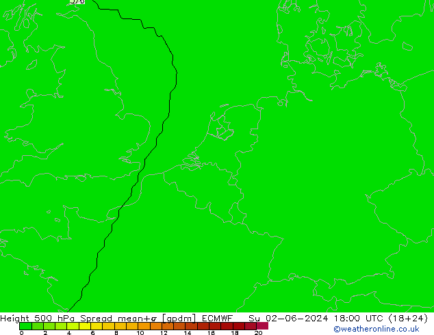 500 hPa Yüksekliği Spread ECMWF Paz 02.06.2024 18 UTC