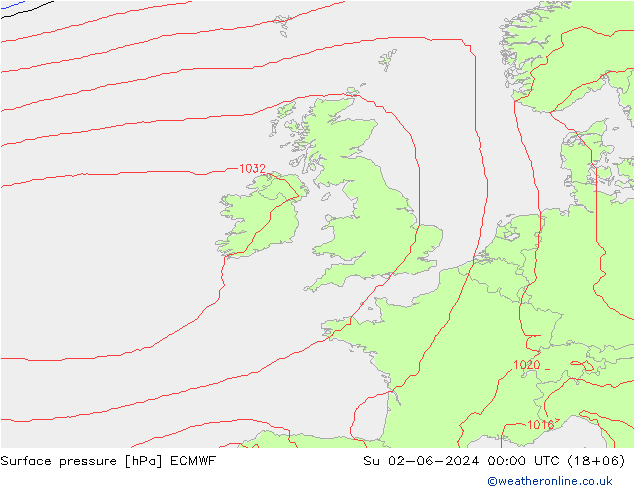 Surface pressure ECMWF Su 02.06.2024 00 UTC