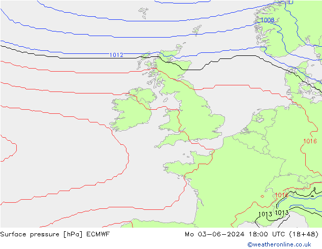 ciśnienie ECMWF pon. 03.06.2024 18 UTC