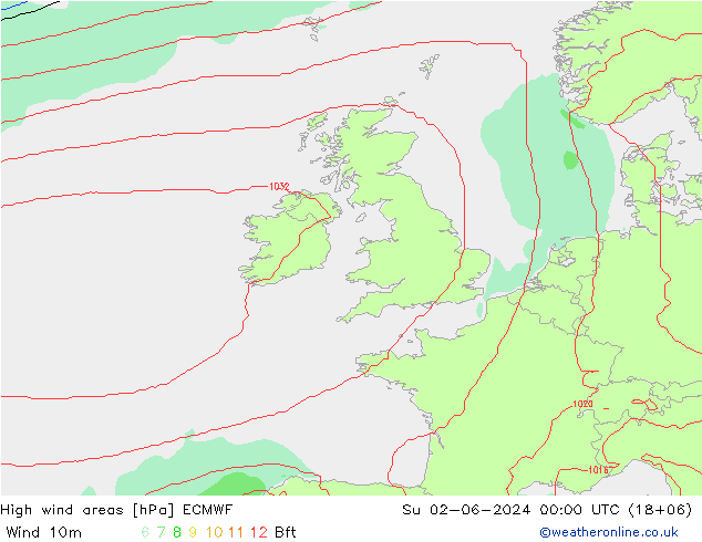 High wind areas ECMWF Dom 02.06.2024 00 UTC