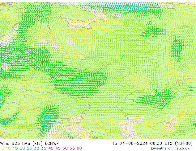 Rüzgar 925 hPa ECMWF Sa 04.06.2024 06 UTC